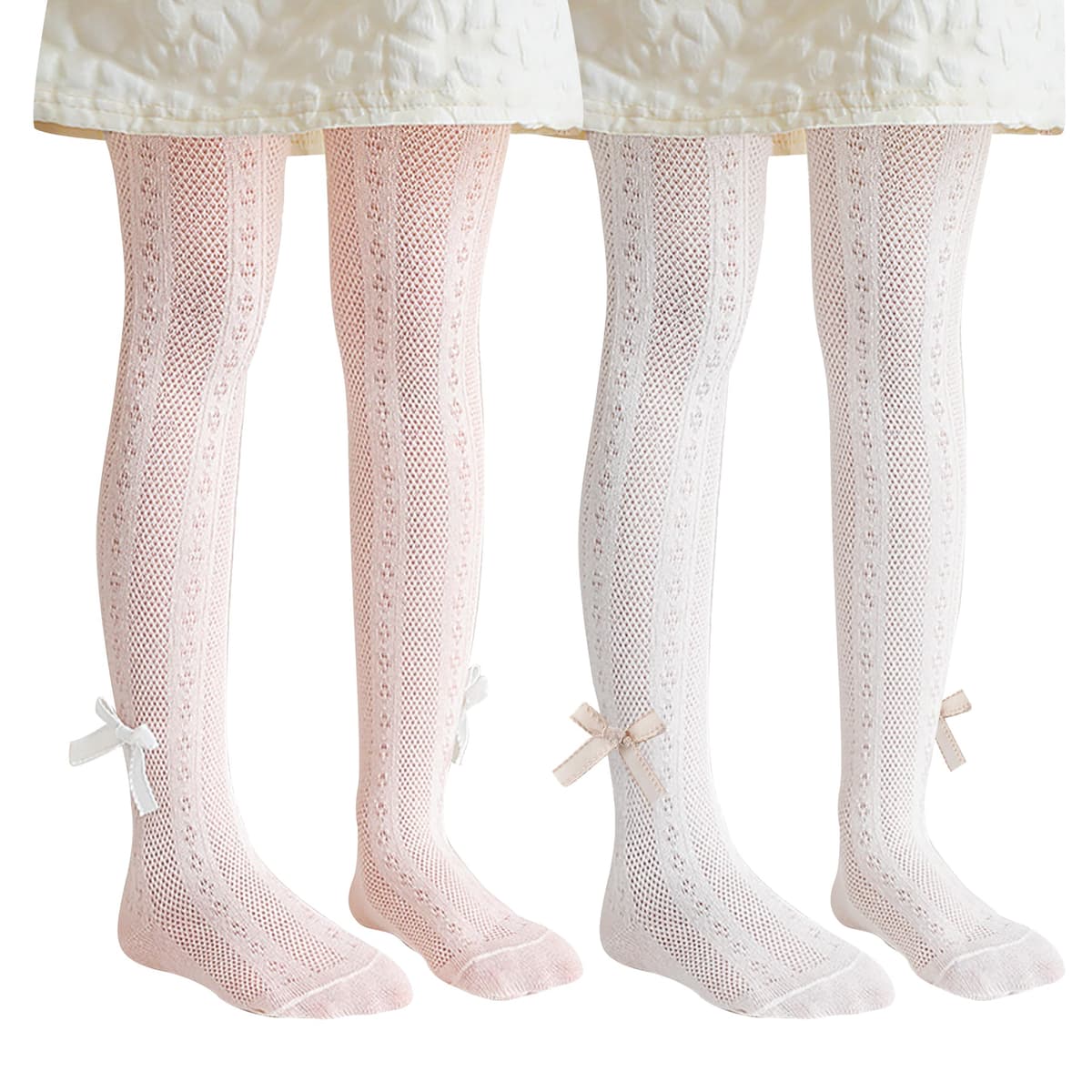 Miipat 2 Pares Medias para Niña, Bebé Medias Pantimedias Caladas Suaves y Elásticas, para Niña Pequeña Colegio, Fiesta, Baile y Ocasiones — view 8