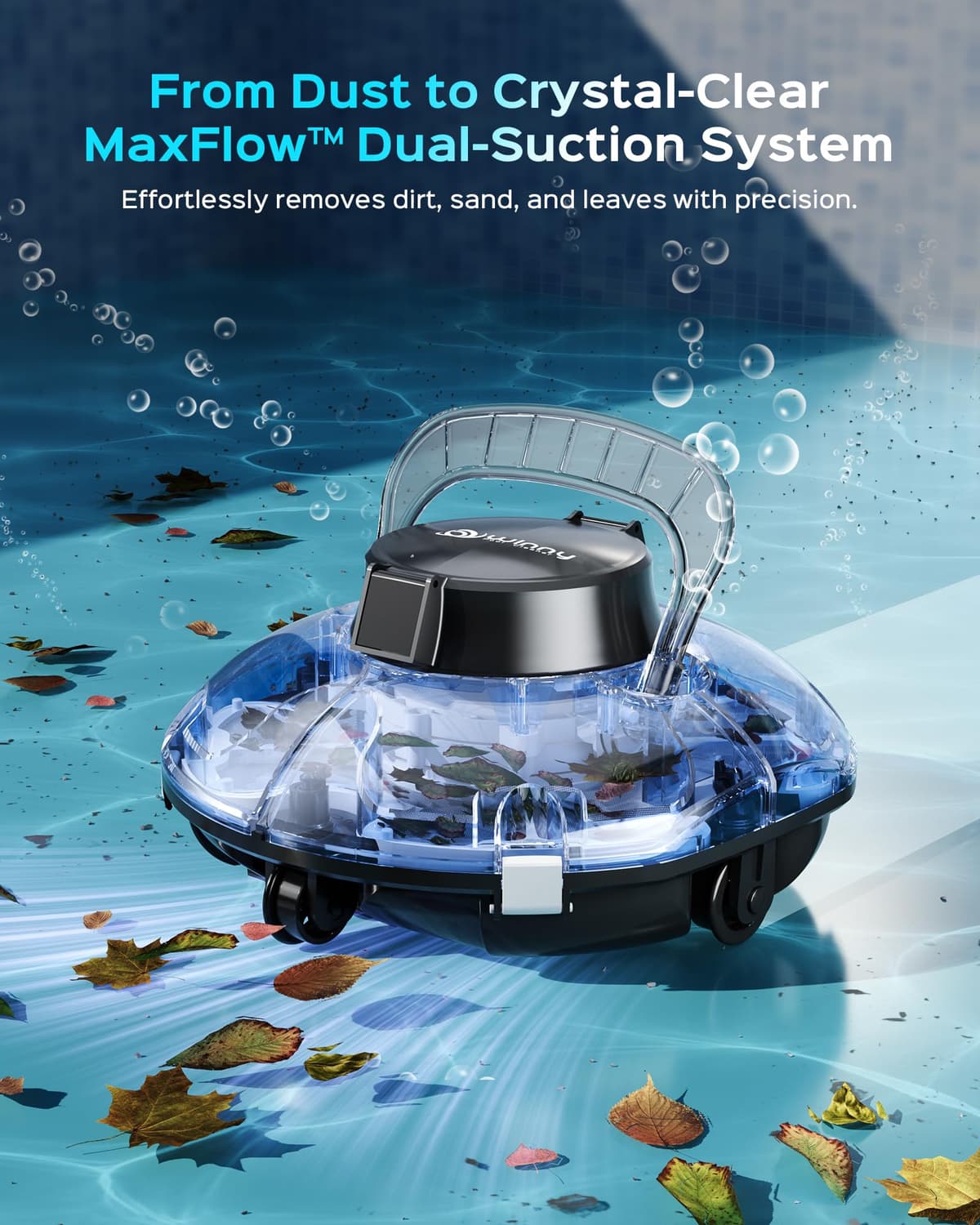 WINNY POOL CLEANER Winny 200 Limpiafondos Piscina, Inalámbrico Robot Limpiafondos Piscina, 75Min Autonomía, Piscinas Desmontables 60m², Doble Filtración, Estacionamiento Auto(Azul Oscuro Negro) — view 4