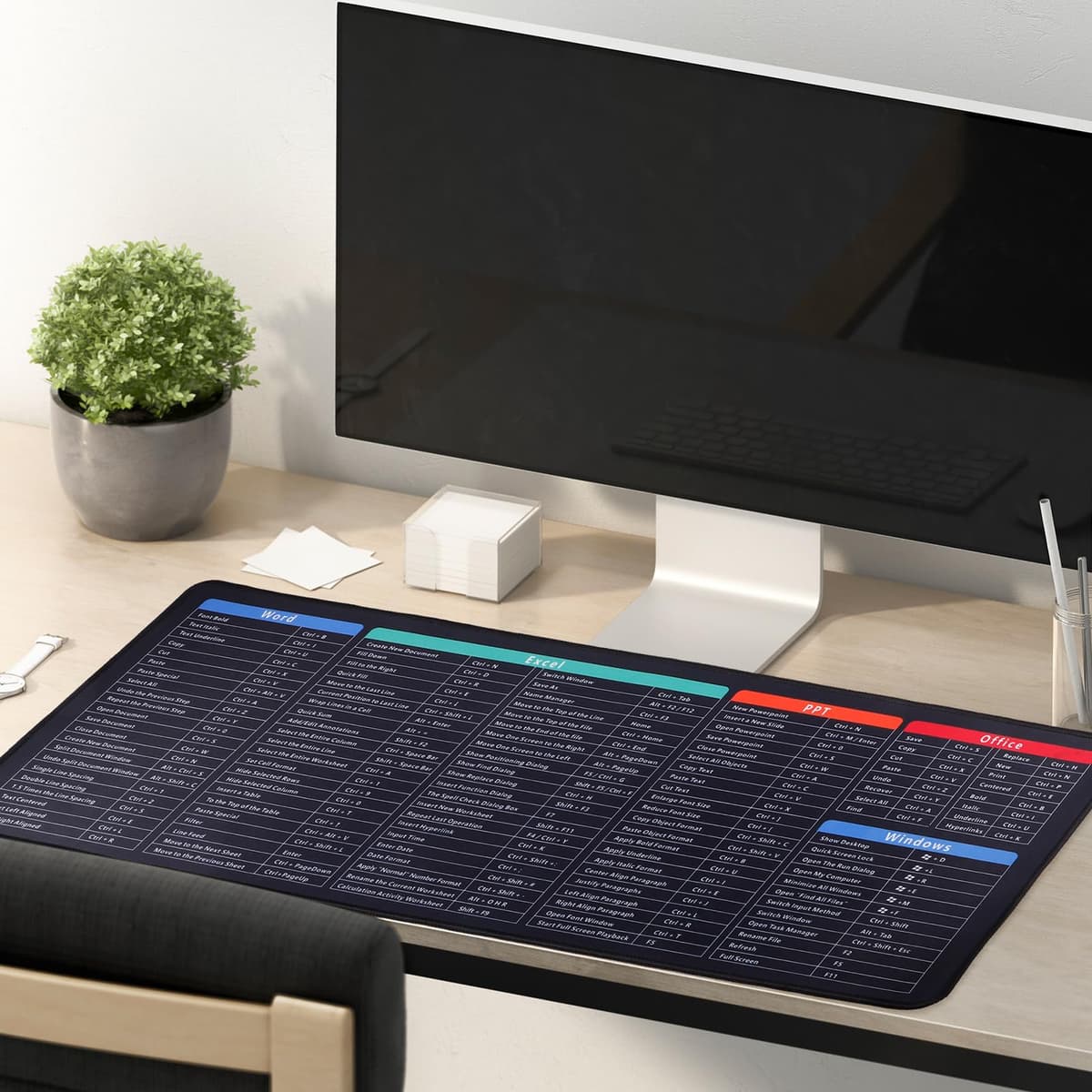 Keyboard Excel Shortcuts Mouse Mat,Quick Key Super Large Gaming Mouse Pad,Anti-Slip Multifunctional Computer Mat,Keyboard Pad for Office Home Desk Pc Laptop (80x30x0.2cm) — view 8