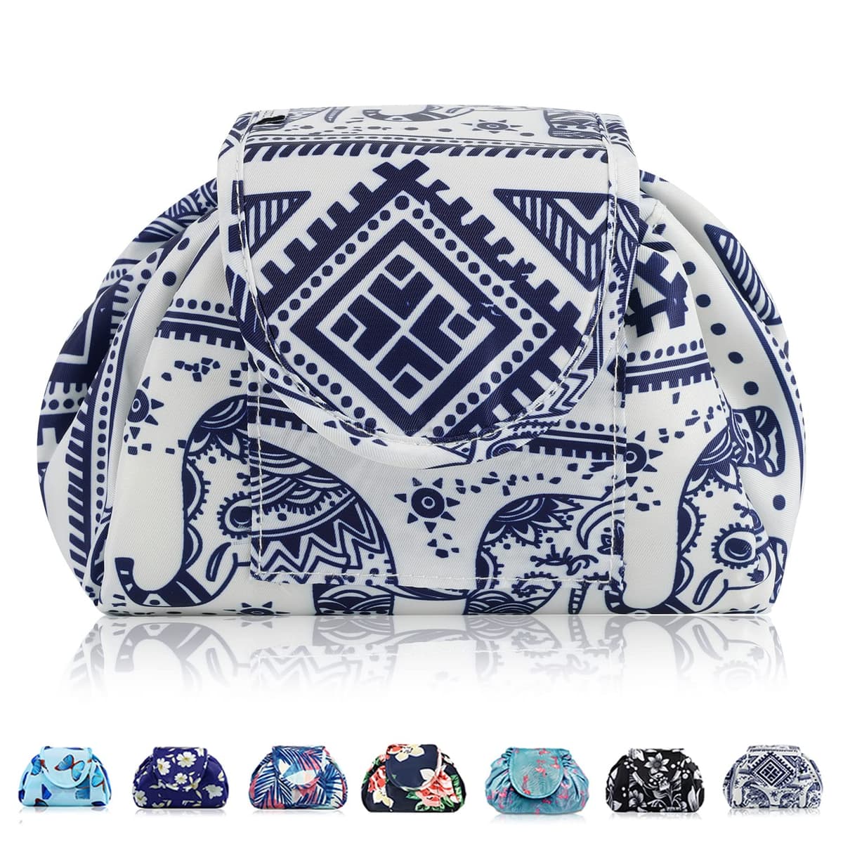 Lazy Drawstring Makeup Bags, Large Capacity Waterproof Travel Portable Cosmetic Bag Pouch Makeup Pouch Storage Organiser for Women Girl (Flamingo) — view 24