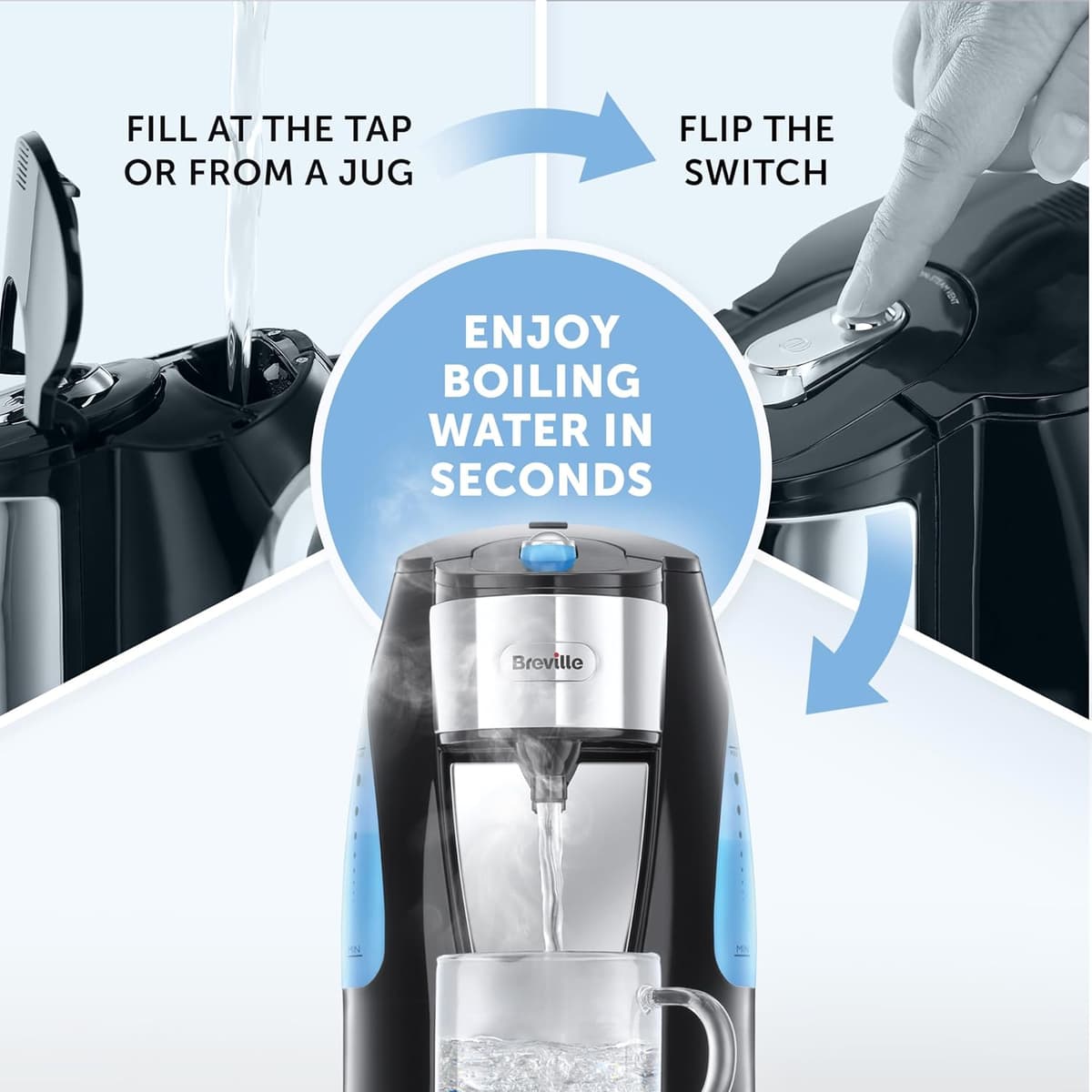 Breville HotCup Hot Water Dispenser | 3kW Fast Boil |1.5L | Energy-Efficient | Gloss Black [VKJ142] — view 3
