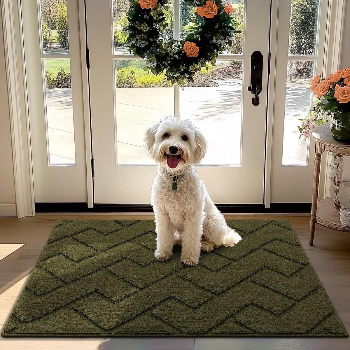 Biscpro Door Mats Indoor,Dirt Trapper Mat Absorbent Non-Slip Low Profile Doormat for Entrance,Inside, Kitchen,Front Door Mat Washable for Pets and Dogs— 50x80cm,Grey — view 75