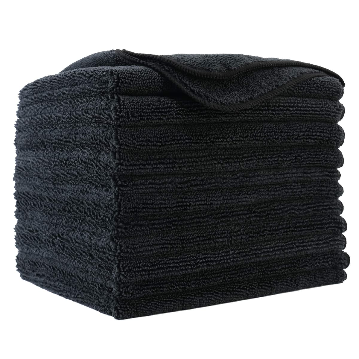 Polyte - Super Absorbent Microfiber Cleaning Cloth - Black - 40 x 40cm - Pack of 12