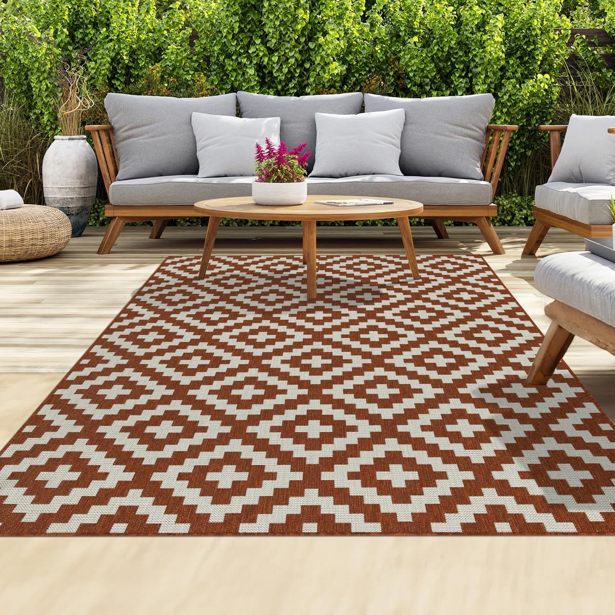 homeart Outdoor Rugs | Easy-Cleaning Indoor & Outdoor Area Rugs for Porch, Deck, Balcony, Garden, Picnic, Kitchen, Hallway | UV & Weather-Resistant Large Patio Rug Mats | Green Cream, 80 x 150 cm — view 45