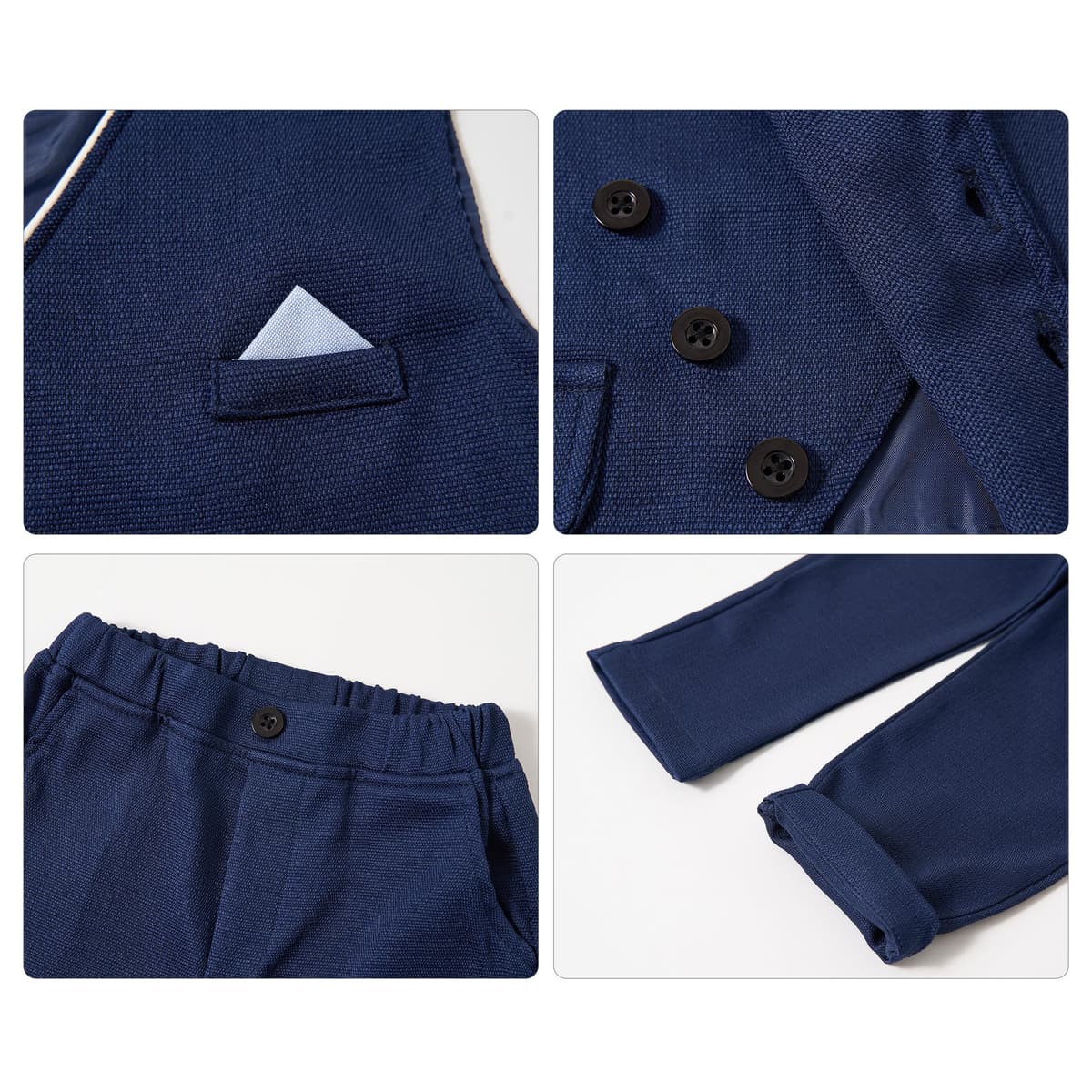 Volunboy Baby Boys Gentleman Suit, Toddler Formal Waistcoat Outfit Wedding Shirts + Vest +Bow Tie 4 PCS Set — view 5