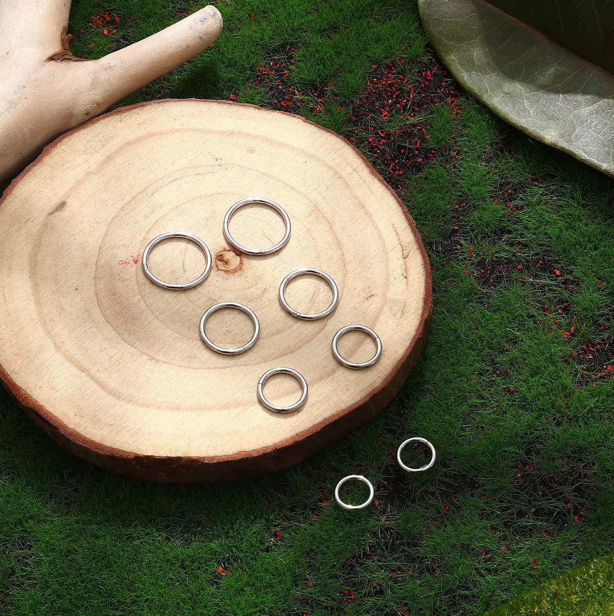 MILACOLATO 8Pcs 16G Surgical Steel Hinged Clicker Segment Nose Rings Hoop Helix Cartilage Daith Ohr Tragus Sleeper Earrings Body Piercing 6-12MM — view 6