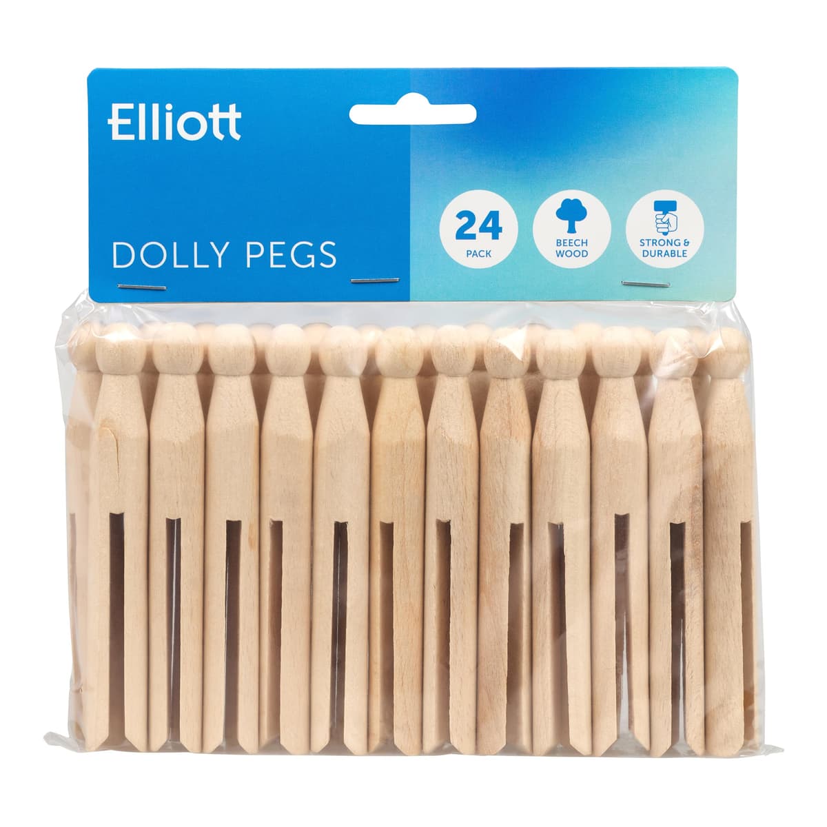 Elliott Hardwood Clothes Pegs with Metal Coil Spring for Firm Grip, Contoured to Prevent Leaving Marks on Clothing, This Pack Include 36 Pegs Ideal for Outdoor and Indoor Use — view 11