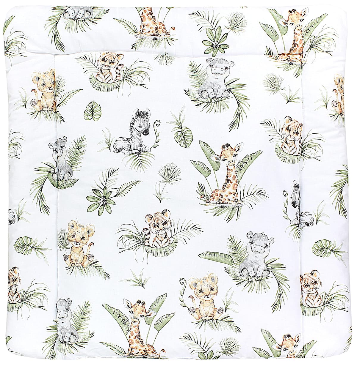 TupTam Colchón para Cambiador para Bebés Niños y Niñas, Safari/León/Marrón/Hojas/Verde, 70 x 50 cm