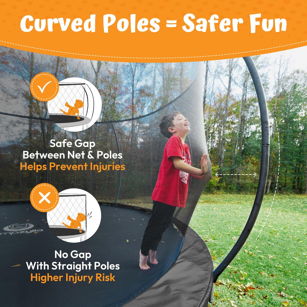 Jumpzylla Outdoor Trampoline with Net for Kids 8FT 10FT 12FT 14FT 15FT 16FT — view 4