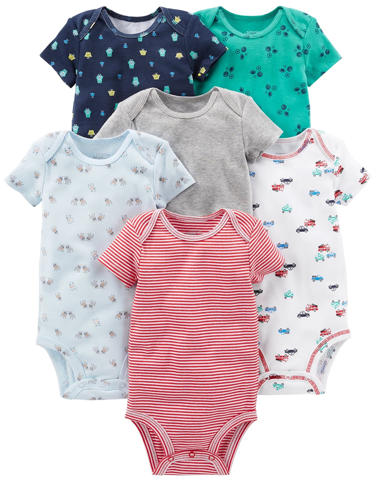 Simple Joys by Carter's Short Sleeve Bodysuit Body Bebé-Niños (Pack de 6) — view 6