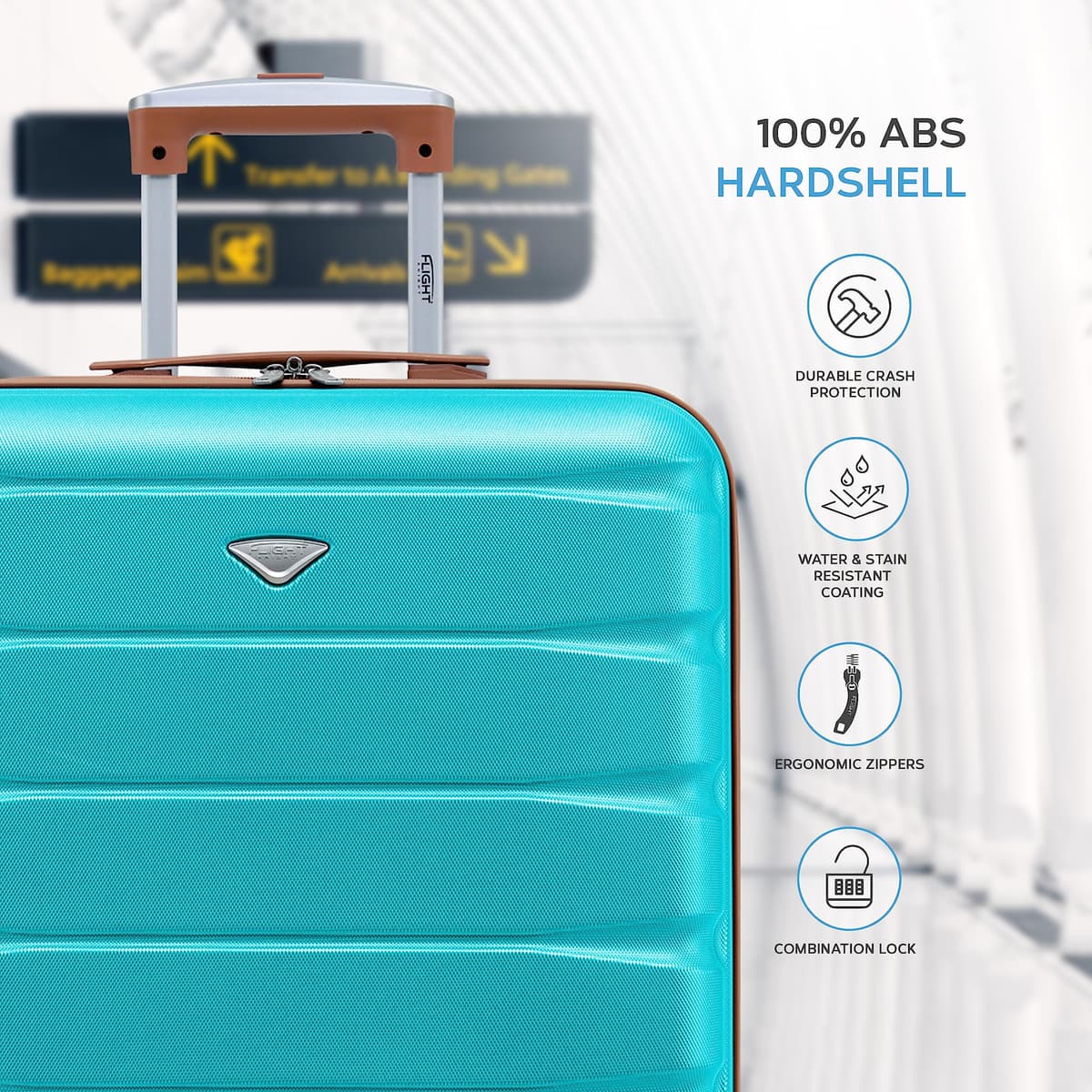 Flight Knight 56x45x25 EasyJet Cabin Bag, Jet2, British Airways Suitcase - Lightweight Small Durable 4-Wheel Cabin Case, Maximum Carry-On Size, ABS Hard Shell, 10kg Hand Luggage Bag- 56 x 45 x 25 — view 4