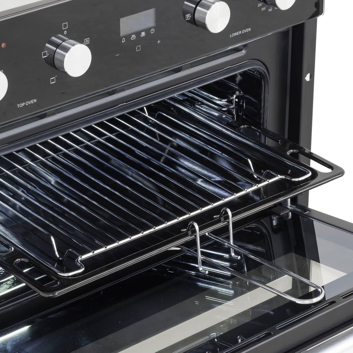 Baridi 72cm Built-Under Double Oven, 74L Capacity, Energy Rating A, 8 Shelf Positions, Black Glass – DH278 — view 3