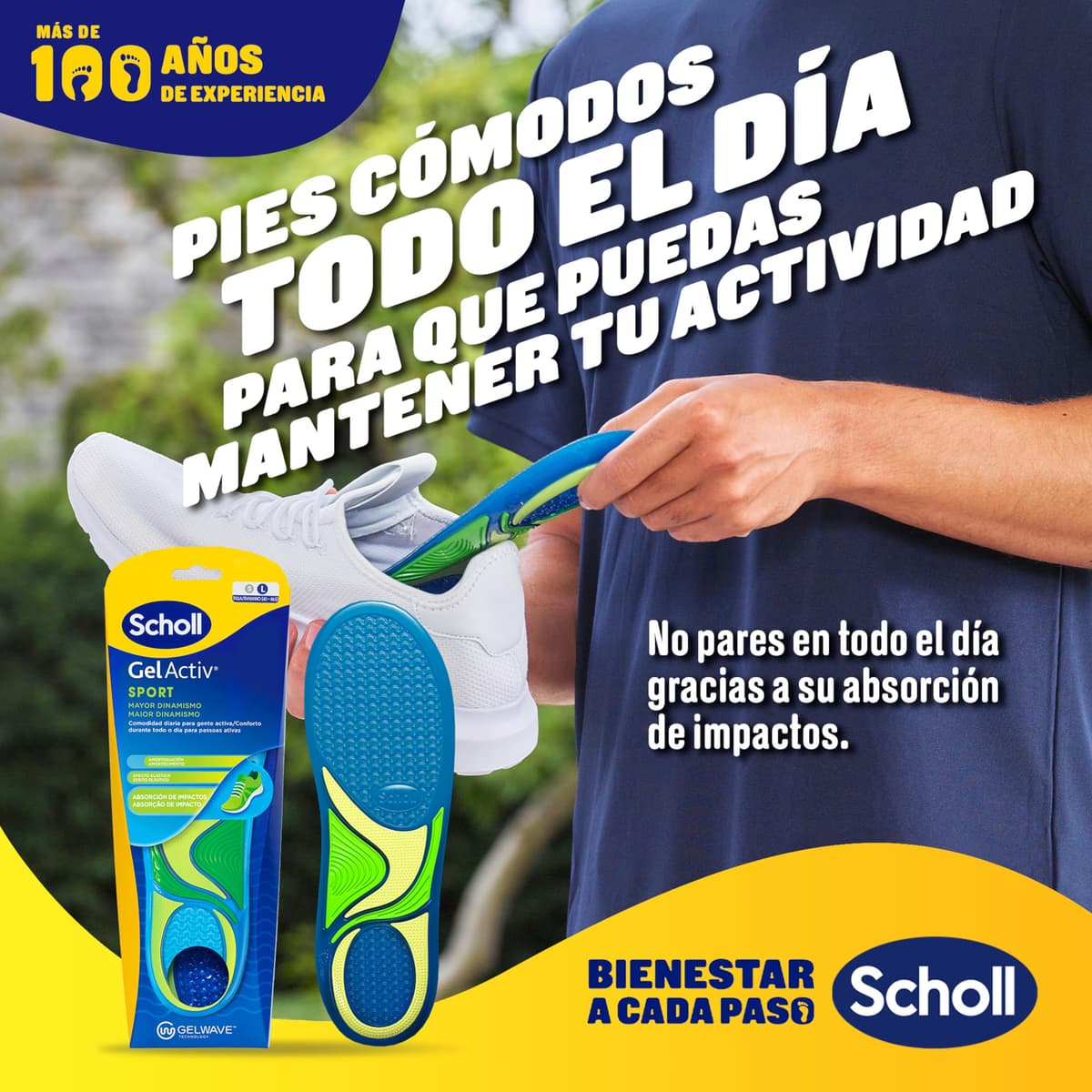 Dr. Scholl's Plantillas GelActiv Sport para Hombre - Para calzado deportivo, comodidad todo el día, absorción de impactos y elasticidad con la tecnología GelWave - Talla 40-46,5 — view 2
