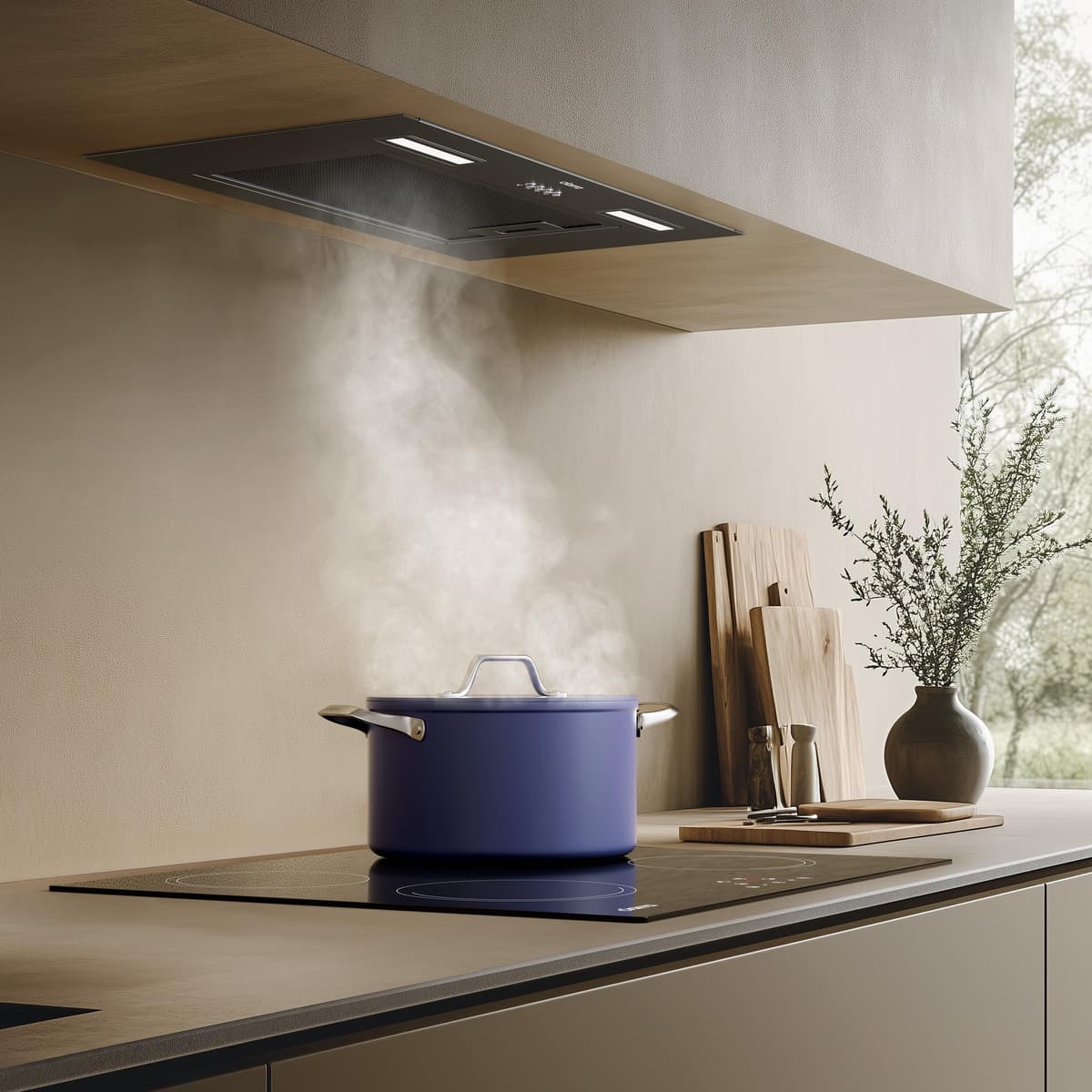 CIARRA CBCB6926A 60cm Integrated Cooker Hood Built-in Kitchen Extractor Fan 3 Speed Settings LED Light UnderCabinet Extractor Hood Energy Efficient & Quiet Operation with CBCF003 Carbon Filters — view 4