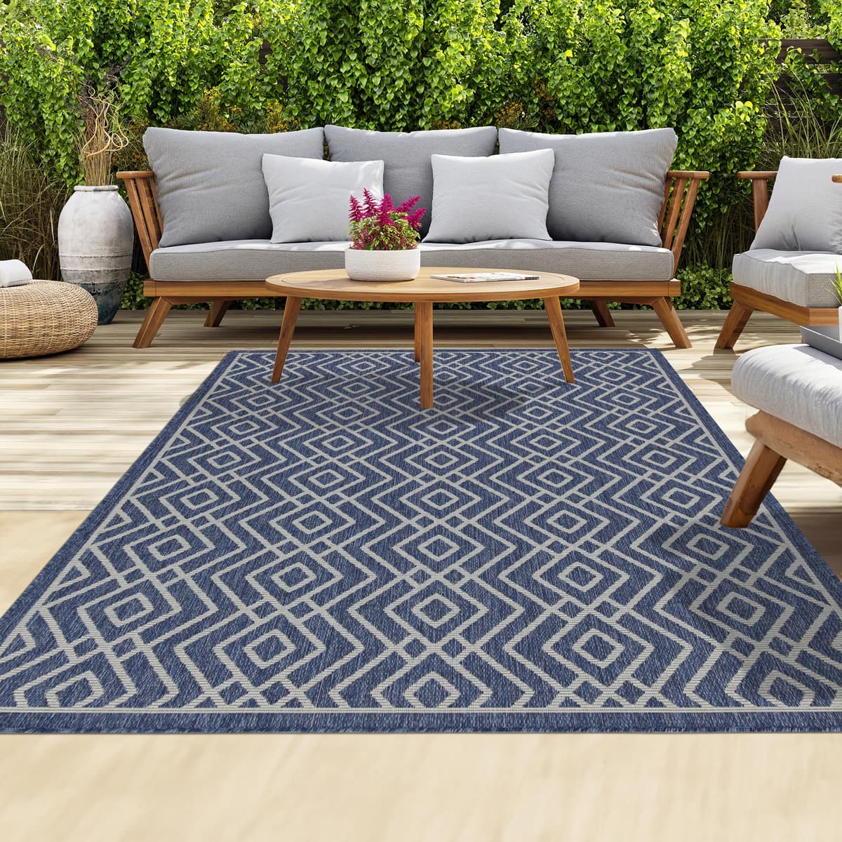 homeart Outdoor Rugs | Easy-Cleaning Indoor & Outdoor Area Rugs for Porch, Deck, Balcony, Garden, Picnic, Kitchen, Hallway | UV & Weather-Resistant Large Patio Rug Mats | Green Cream, 80 x 150 cm — view 32