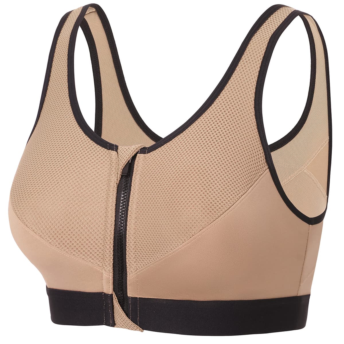 SYROKAN Women's Sports Bra High Impact Front Fastening Zipper Wireless Post Surgery Support Workout Bra — view 12