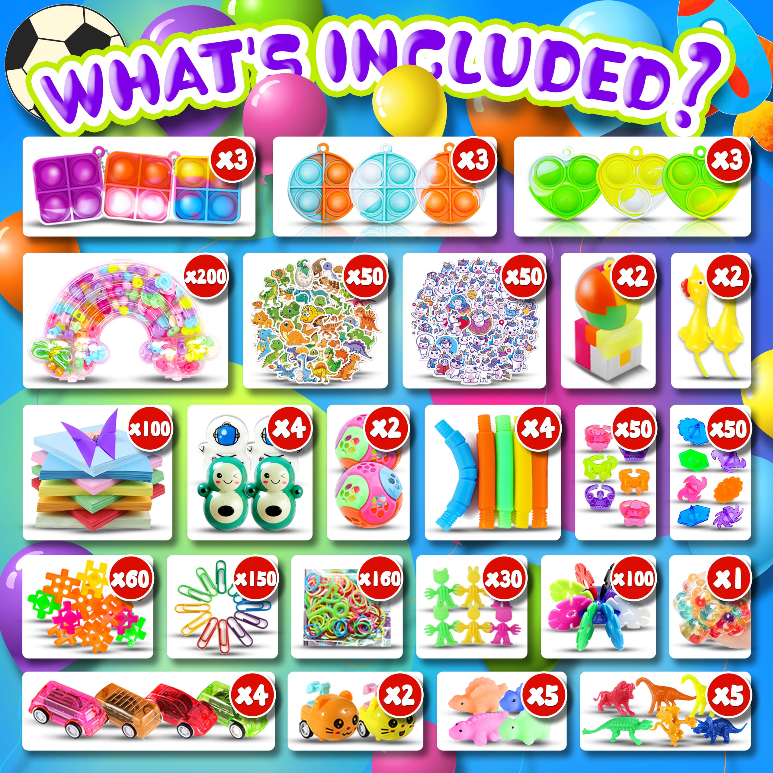 1000pcs Party Favors Goodie Bags for Kids, Fidget Toys Pack, Stocking Pinata Stuffers, Birthday Gifts, Classroom Prize, Treasure Box, Carnival Prizes, Easter Eggs Fillers — view 3