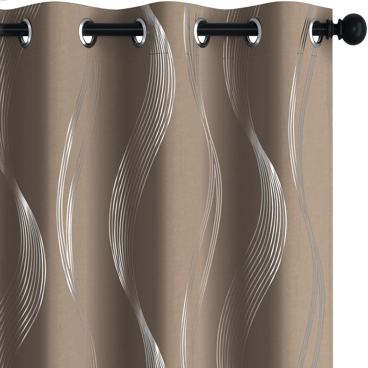 Deconovo Grey Blackout Curtains for Living Room 72 Drop Silver Wave Line Foil Printed Blackout Curtains Thermal Insulated Curtains Eyelet Curtains for Baby Nursery 46 x 72 Inch Light Grey Two Panels — view 12