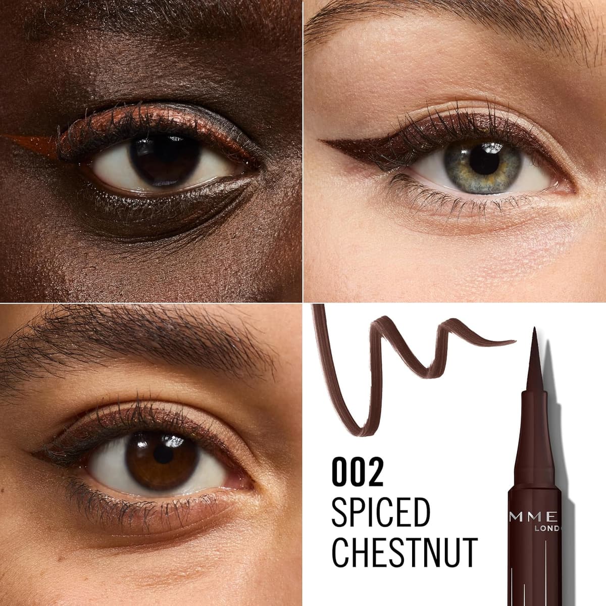Rimmel Wonder'Ink Precision Liquid Eyeliner Pen, 002 Spiced Chestnut, Waterproof, Smudge-proof, Long-Lasting, Highly Pigmente