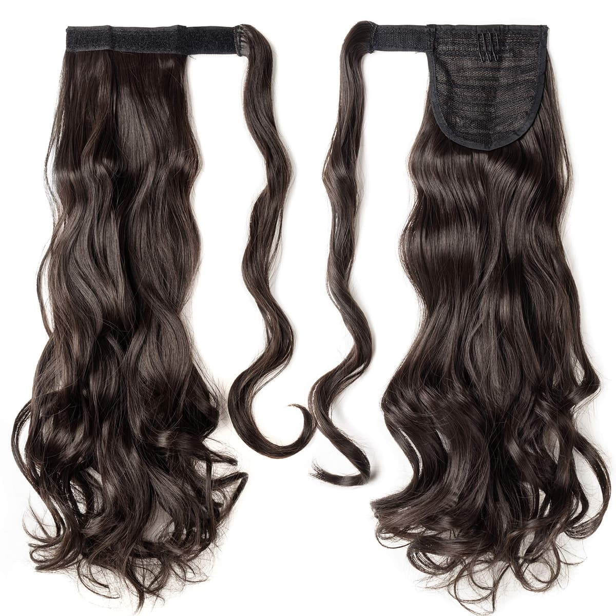 17"(43cm) SEGO Ponytail Long Synthetic Hair Looks Natural [Red Brown/Orange] Clip in Hair Extensions Curly Tail Ponytail Extension (90g) — view 17