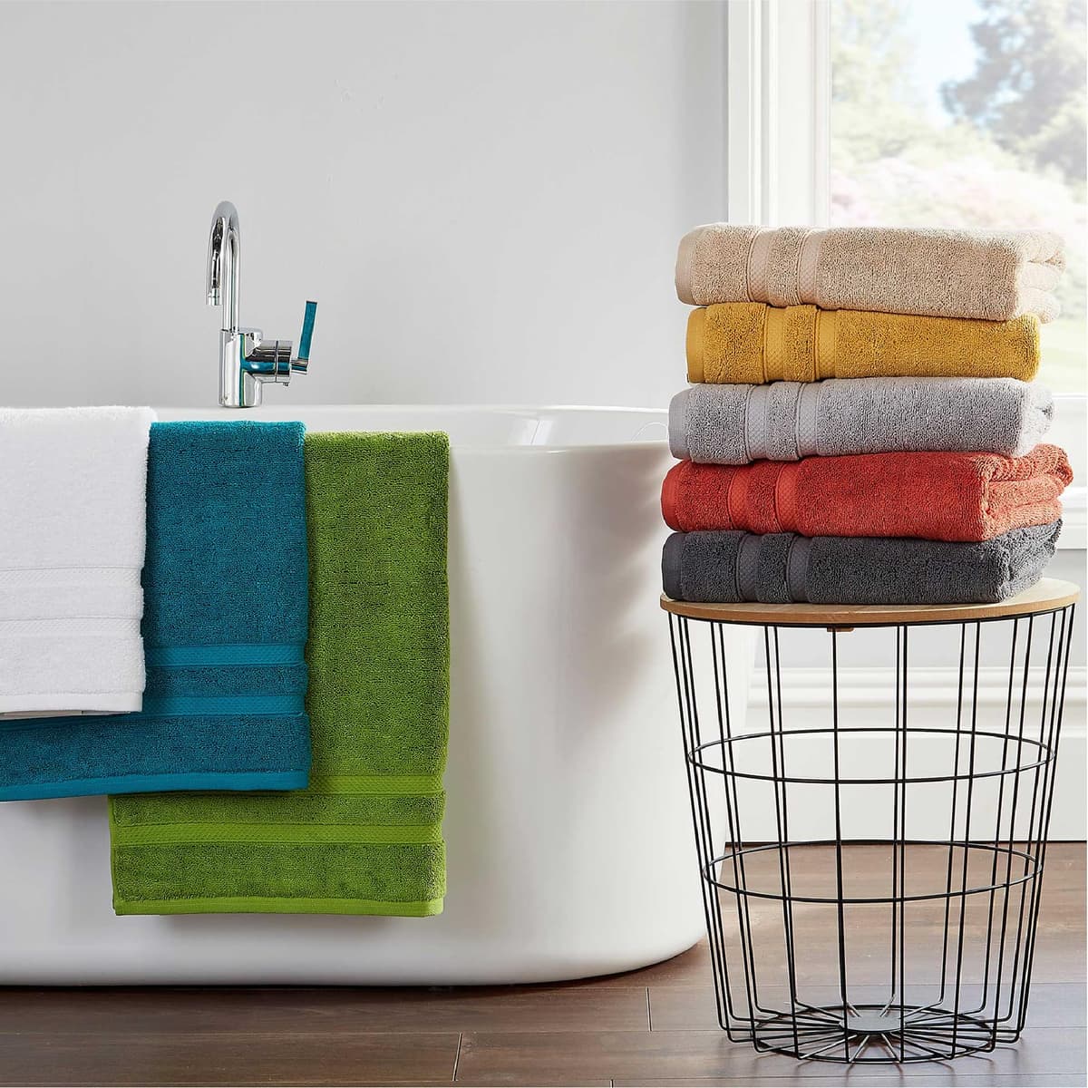 Christy Chroma Bath Towels | Set of 2 | Highly Absorbent Heavyweight 675GSM | Bold and Bright | Soft Velvety Smooth Bathroom Shower Towels | 100% Cotton | Sustainably Made | Ash Grey — view 8