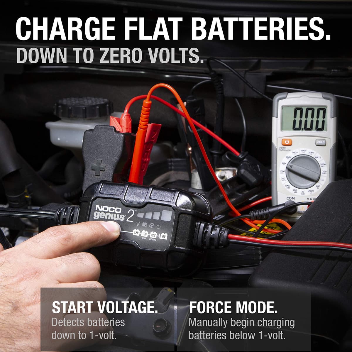 NOCO GENIUS2: 2A 6V/12V Smart Battery Charger – Automatic Maintainer, Trickle Charger & Desulfator with Overcharge Protection & Temperature Compensation – For Lead-Acid & Lithium Batteries — view 3