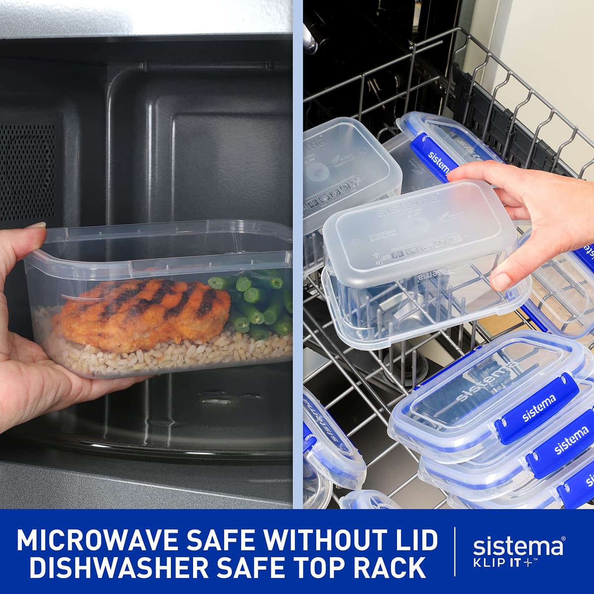 Sistema KLIP IT PLUS Leakproof Food Storage Containers | 2.2 L | AirtightStackable & Nestable Meal Prep Containers with Lids | School Lunch Boxes | 3 Count — view 5