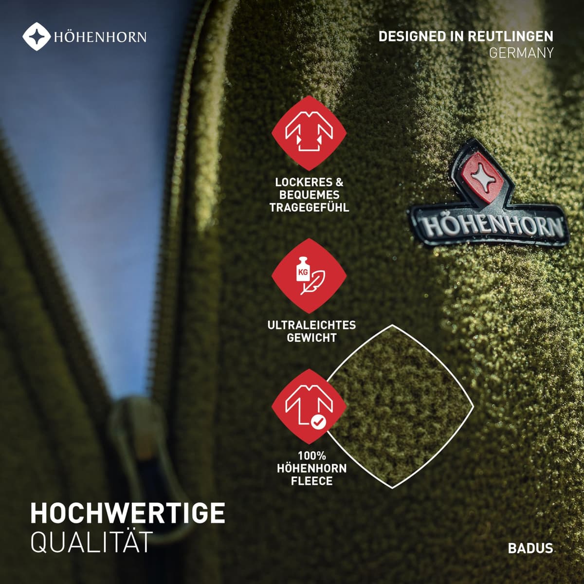 Höhenhorn Badus Chaqueta polar para hombre Cremallera completa Senderismo al aire libre Senderismo — view 5
