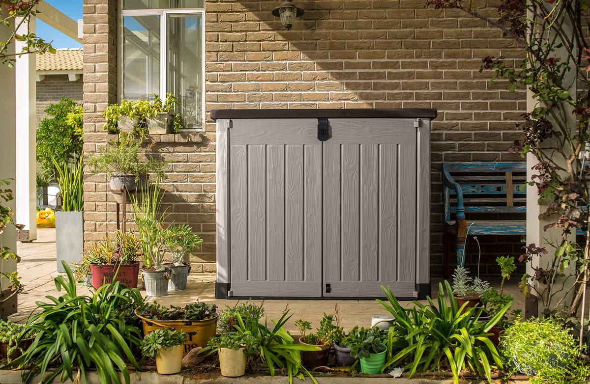 Keter Sio Pro -Cobertizo de jardín Exterior, Capacidad 1200L, Color Beige/Marrón, 145,5 x 82 x 123 cm — view 3