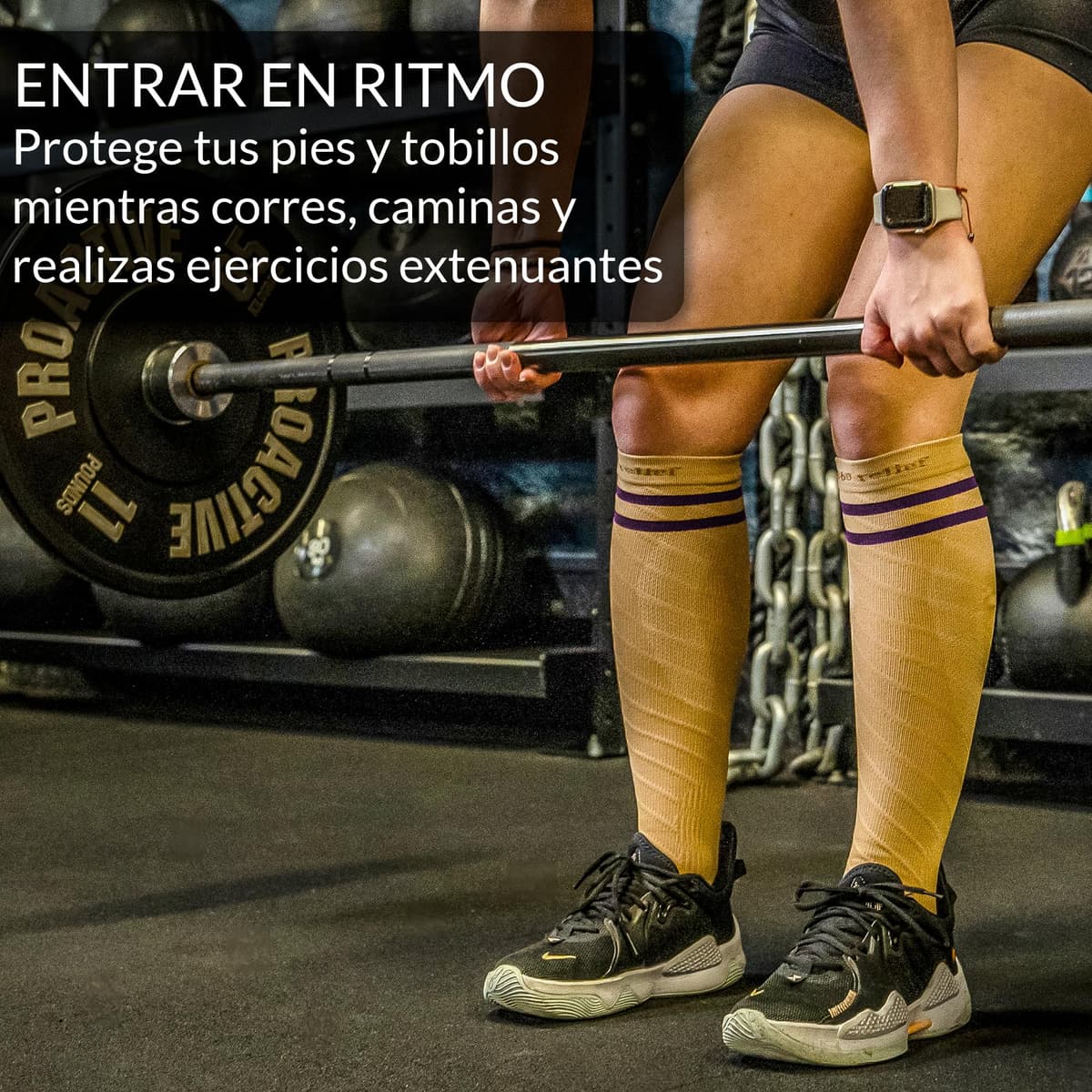 360 Relief Medias de Compresión Mujer y Hombre - 1 Par Calcetines de Compresión para Deportes, Correr, Volar, Viaje, Trabajo, Footing - S/M Beis con Bolsa de Malla — view 15