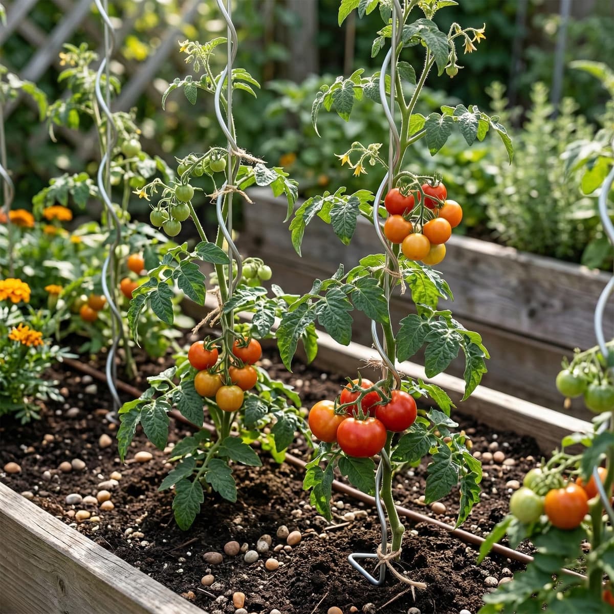 Relaxdays Varillas espirales para Tomates, Set de 20, Acero galvanizado, 150 cm, Ø5 mm, Soporte Plateado — view 2