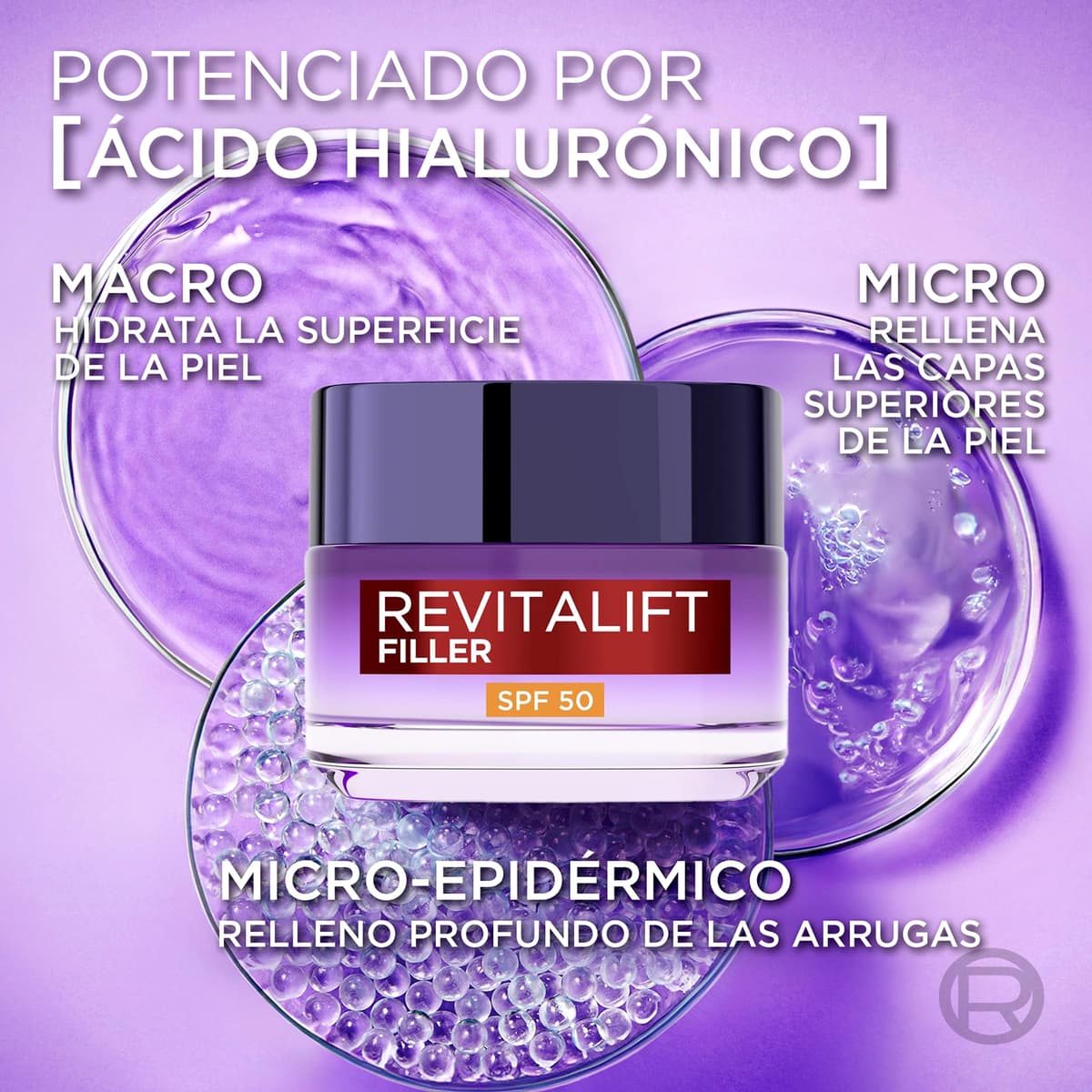 L'Oréal Paris Revitalift Filler Crema de Día Rellenadora con Protección Solar SPF 50, Anti-edad y Anti-arrugas, Con Ácido Hialurónico. Inspirado en Cosmética Coreana. Acabado no graso, 50ml — view 4
