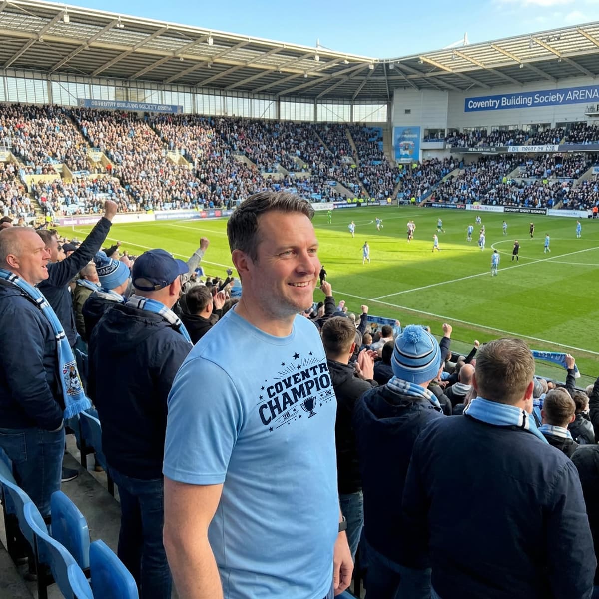 Custom Coventry Mens Football T Shirt - Name and Number Cov Champions 2026 Cup Design - Football Supporter City Fan Tee — view 3