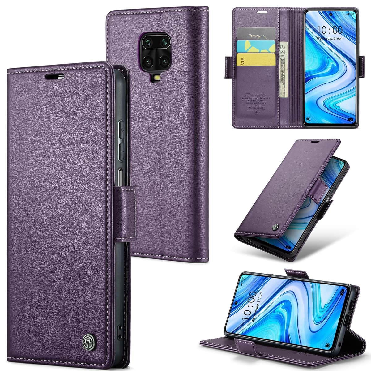 Funda para Xiaomi Redmi Note 9S / Xiaomi Redmi Note 9 Pro, Funda de Cierre Magnético, Cartera de Cuero PU con [Bloqueo RFID], Soporte, Ranura para Tarjetas, Carcasa de Libro Case, Púrpura