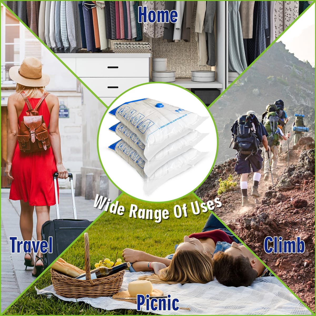 STORAGE MASTER Space Saver Bags for Travel and Home Reusable Vacuum Storage Bags Save 80% More Storage Space Work with Vacuum Cleaner (9 Small, No Pump Included) — view 7