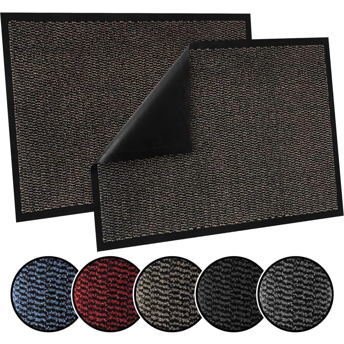 TrendMakers Door Mat Indoor & Outdoor Non-Slip Rubber Backed door mats indoor Super Absorbent Washable Dirt Trapper doormats - Durable & wrinkle-free Barrier Rug (Anthracite/Black - 40cm x 60cm) — view 13