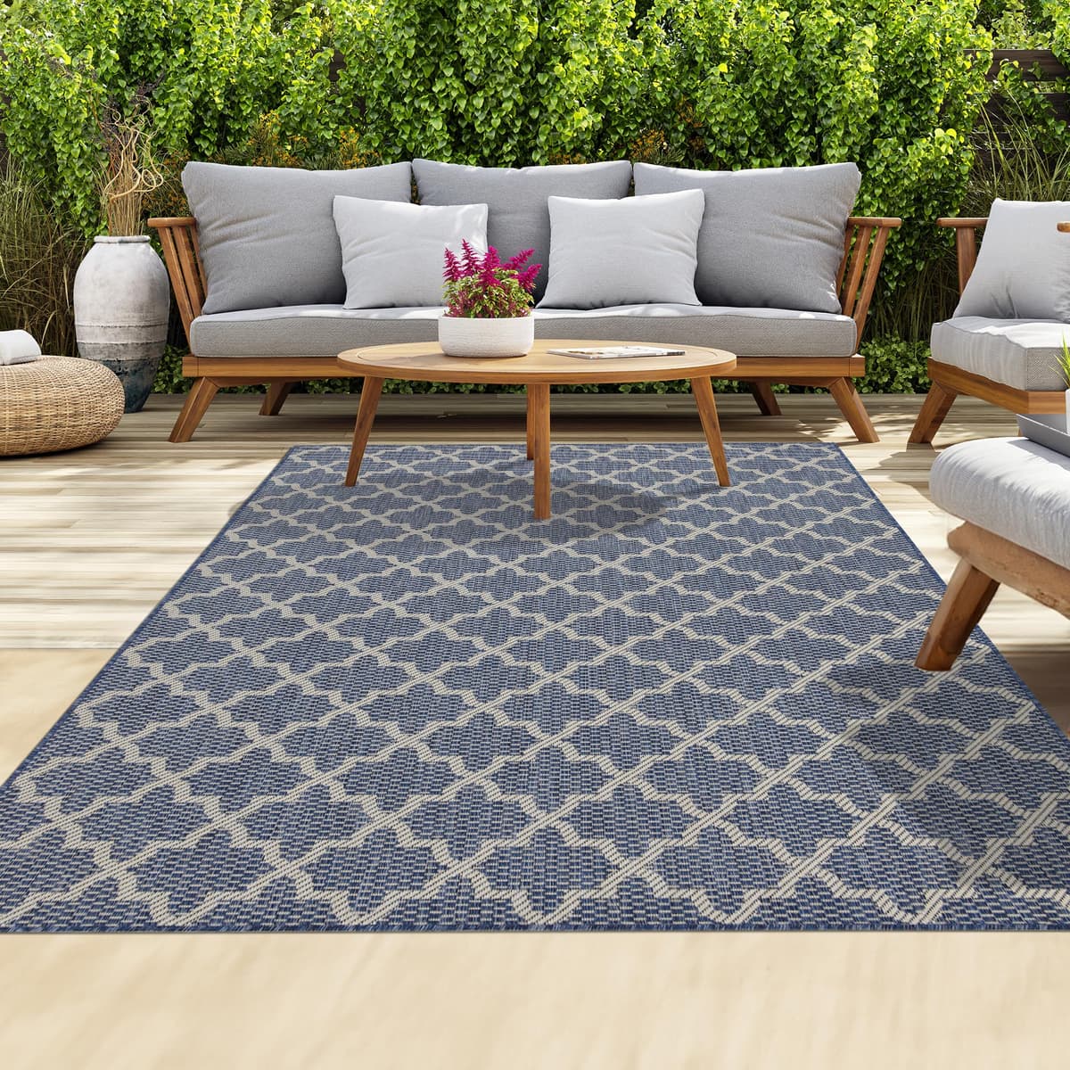 homeart Outdoor Rugs | Easy-Cleaning Indoor & Outdoor Area Rugs for Porch, Deck, Balcony, Garden, Picnic, Kitchen, Hallway | UV & Weather-Resistant Large Patio Rug Mats | Green Cream, 80 x 150 cm — view 34