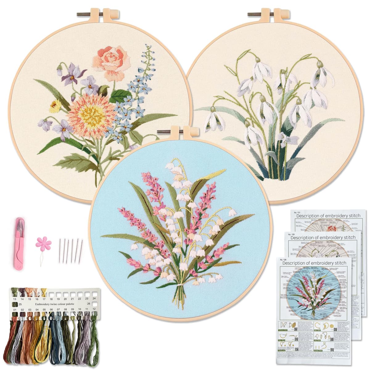 Myfelicity 3 Sets Mushroom Embroidery kit, Adult Beginner DIY Needle kit,Art Craft Handy Sewing Set — view 7