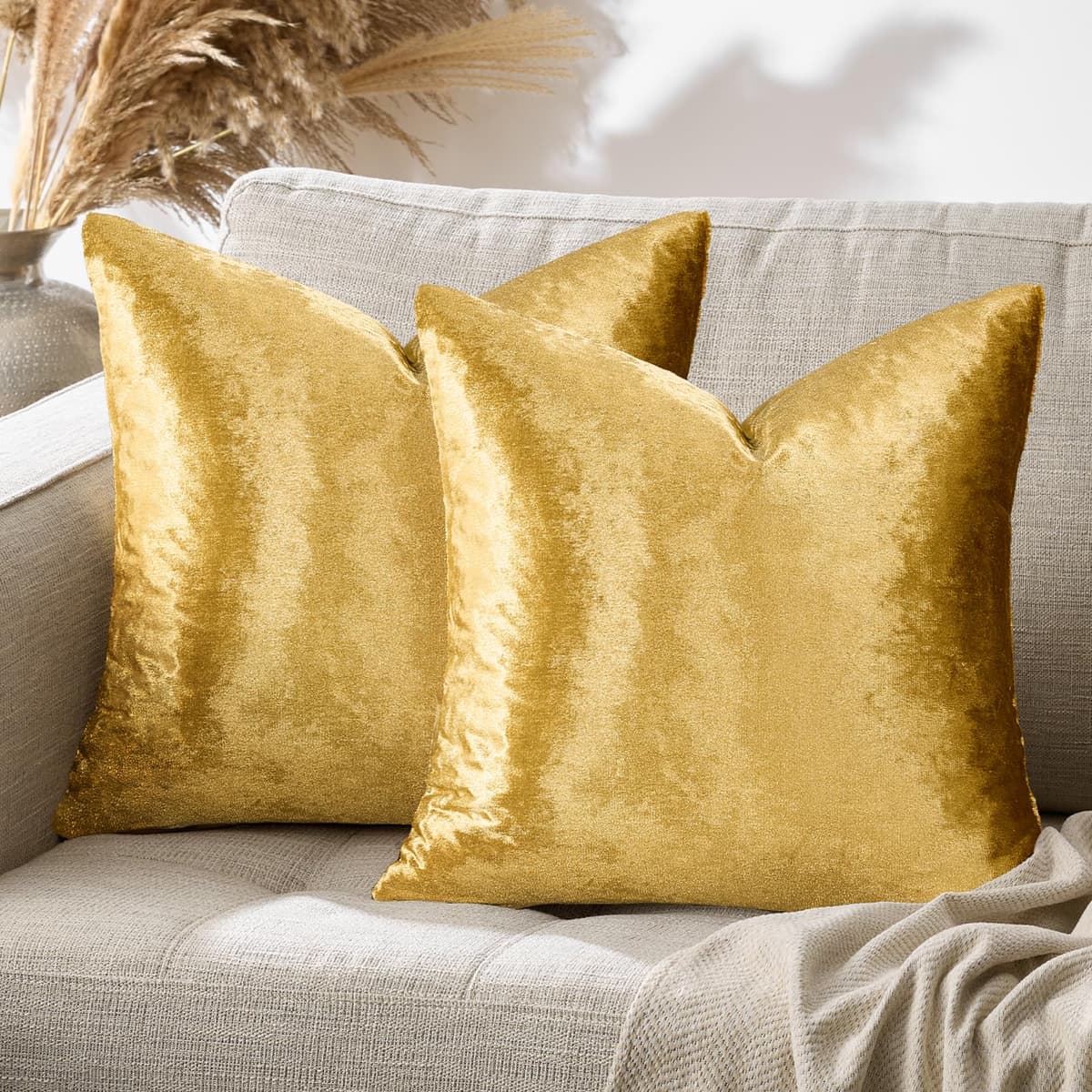 Gris Oscuro Terciopelo Almohada Cubre Caso Suave decoración Fundas de de cojín para sofá Dormitorio Coche Cama Casa Decor 30x50cm ，Pack de 2 — view 36