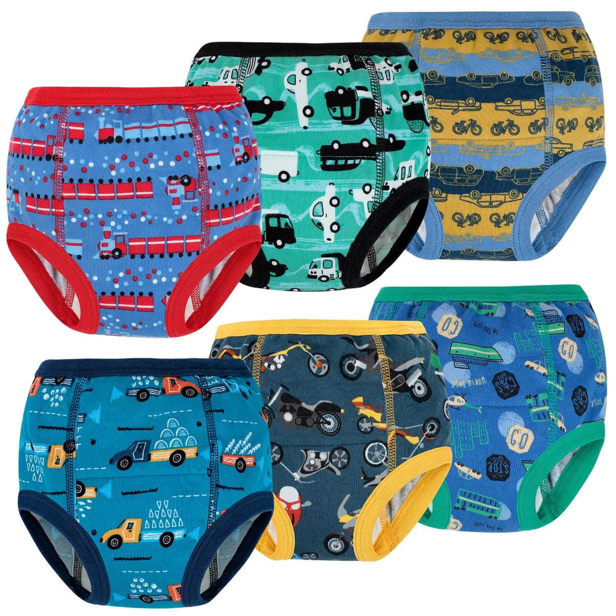 FLYISH DIRECT Potty Training Pants, Reusable Training Pants for Toddlers, 6 Packs of Car Potty Trainer Underwear for Boys, 2 Years, Blue Car — view 13
