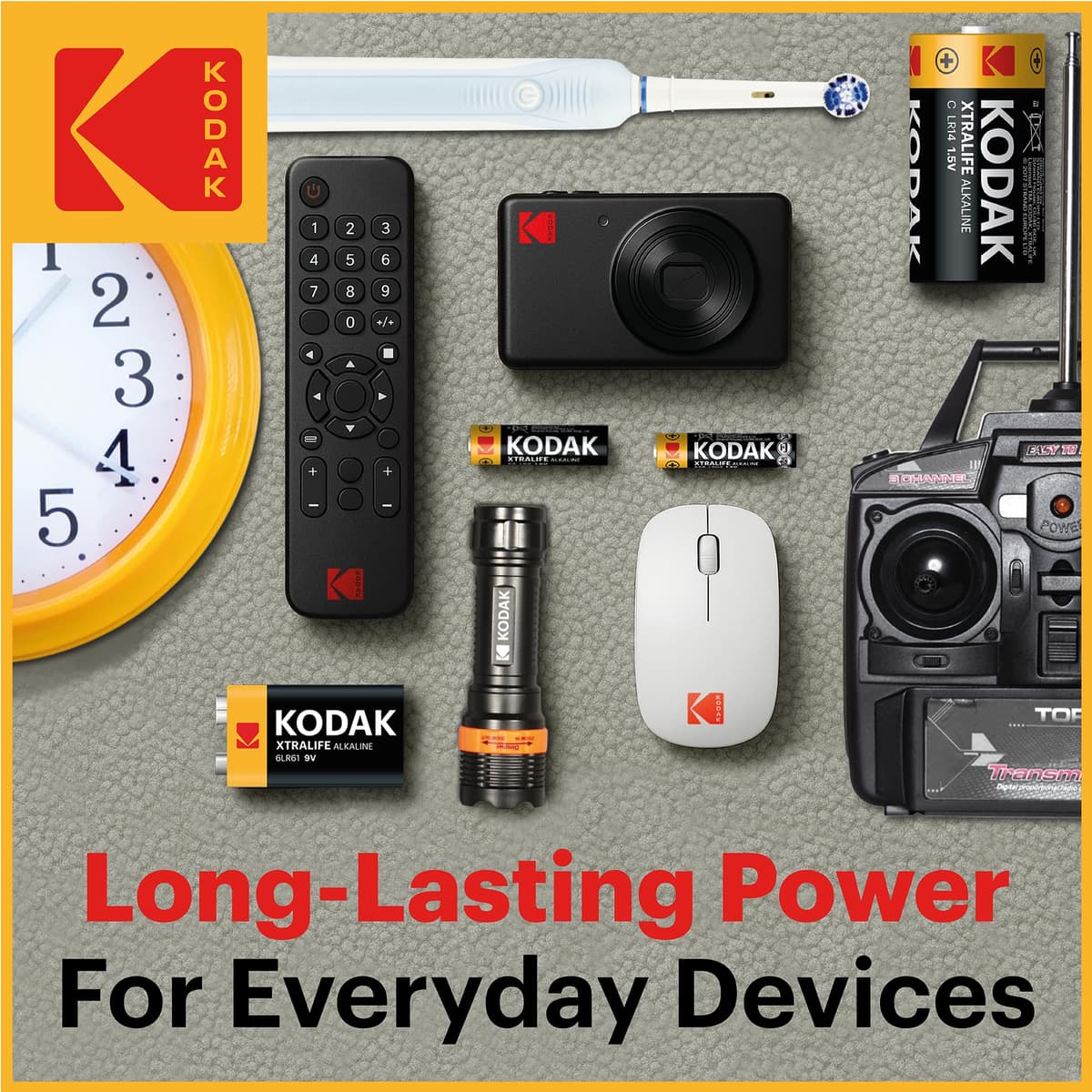 Kodak Xtralife 60-Pack AA Batteries, Double A Alkaline Battery Pack, 1.5V, 10-Year Shelf Life, LR6, Ideal for High-Drain Devices, 12x More Power, Plastic Free Cardboard Outer Carton — view 9