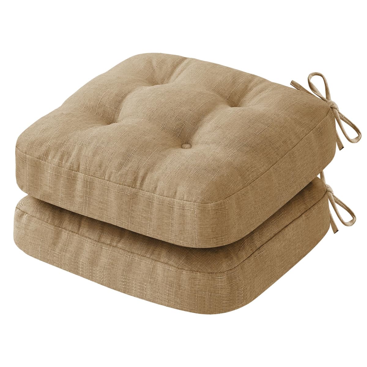 Chair Cushions, Memory Foam Dining Chair Cushions, Tufted Indoor Chair Pads, Set of 4, 16.5' x 16.5' x 3.5', Beige — view 31