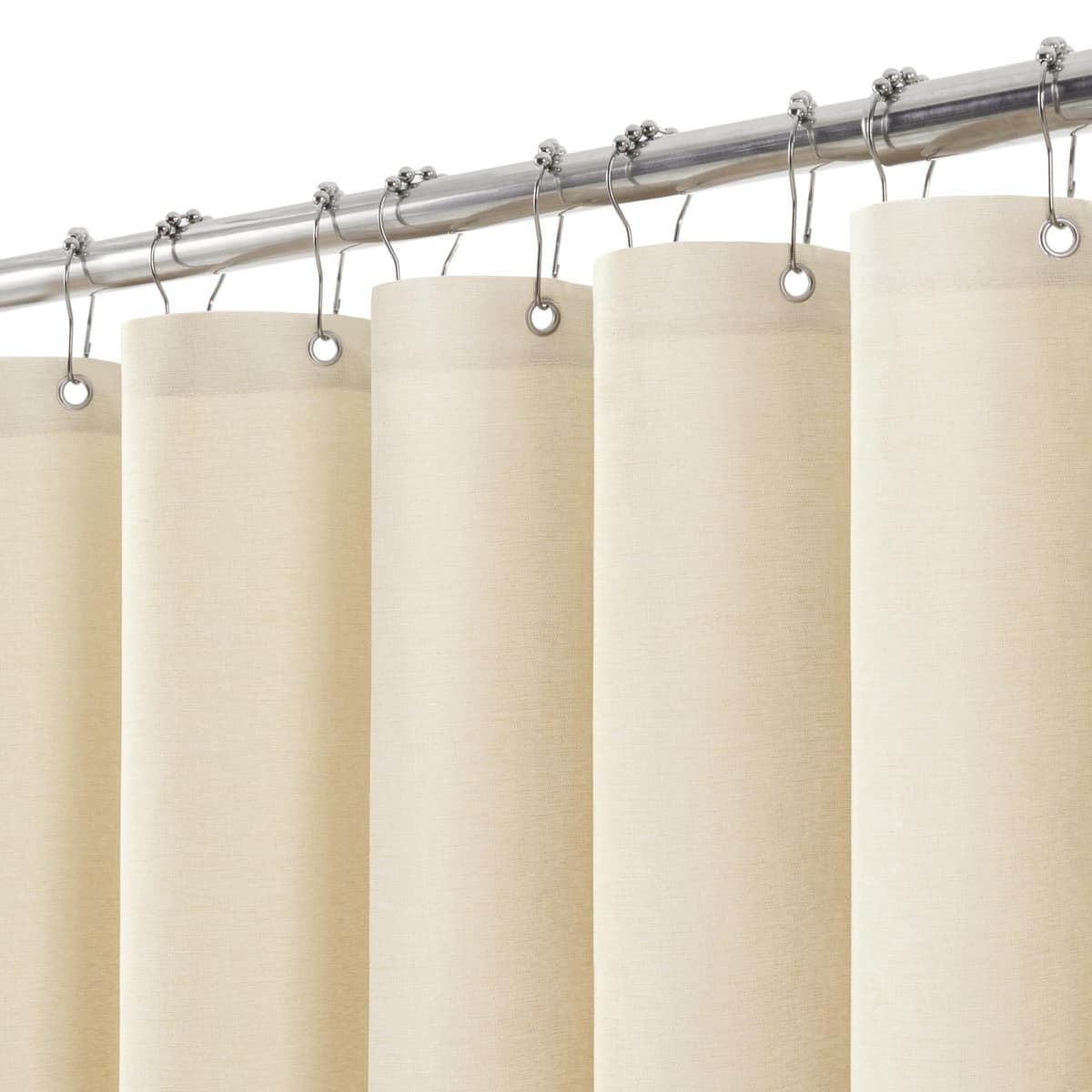 Cortina de Ducha para Baño con Ganchos de Metal Cortina de Ducha de Tela de Lino Cortina de Baño Resistente para Bañera Ducha, Impermeable - 182 x 182cm (Beige)