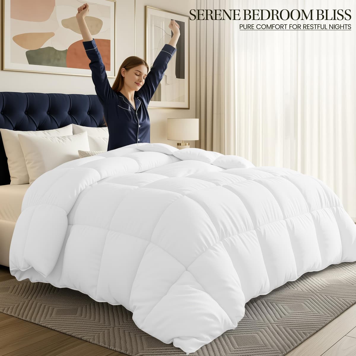Utopia Bedding Duvet,10.5 Tog coverless Duvet with Corner Tabs, Box Stitched Quilt (King, White) — view 3