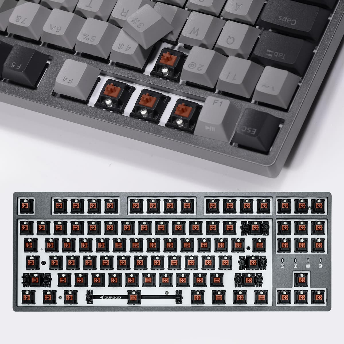 DURGOD Taurus K320 TKL Mechanical Keyboard – Backlight, 87 Tenkeyless Keys, US Layout, USB C Cable, Doubleshot PBT Keys, Programmable Keys, NKRO, Windows & Mac (Cherry MX Brown, Corona) — view 2