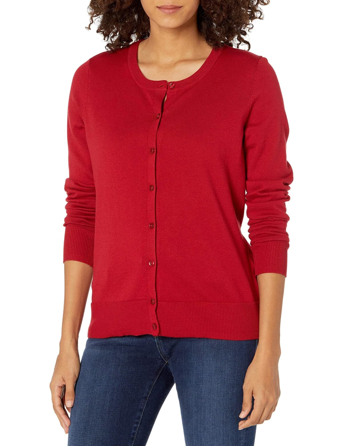 Amazon Essentials Women's Lightweight Crewneck Cardigan Jumper (Available in Plus Size) 5XL Plus Red