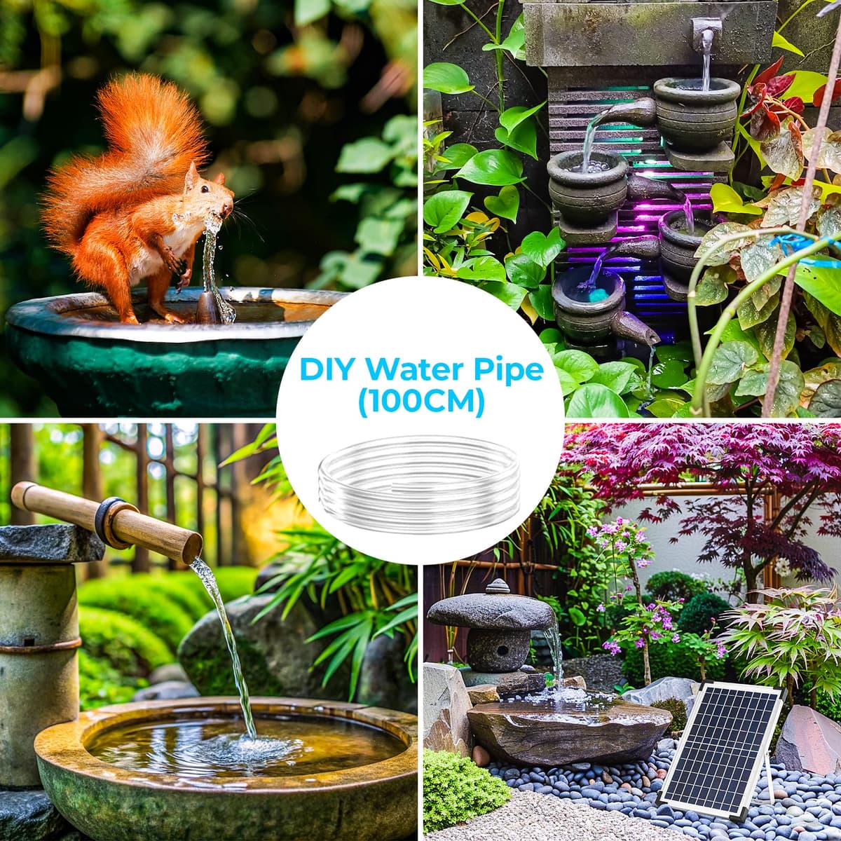 Clevich 12W Solar Fountain Pump with 500L/h Flow Rate, 1M Tube & 9 Nozzles for Garden Ponds, Bird Baths & Fish Tanks – 3.25M Cable for Outdoor Water Features — view 4