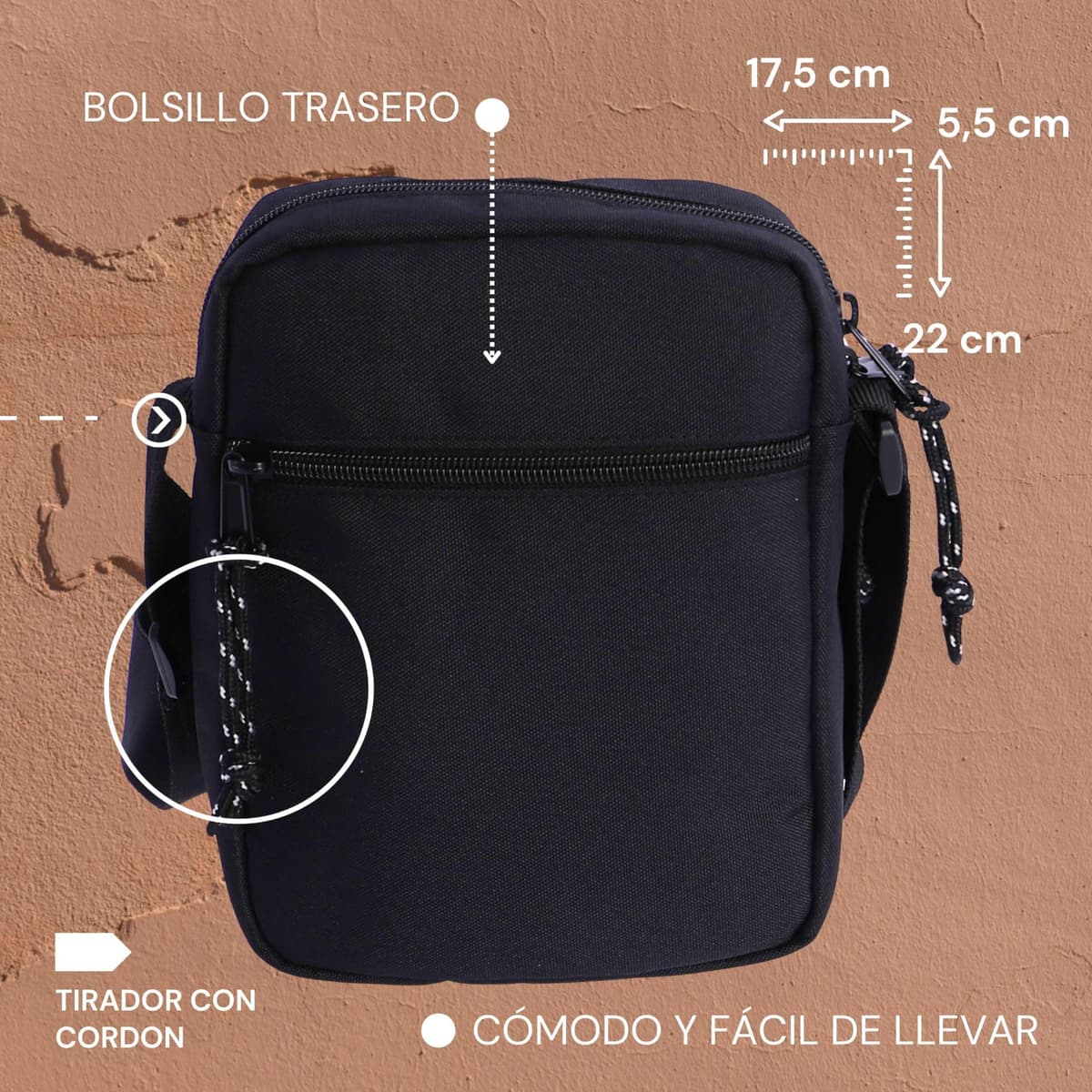 Coronel Tapioca – Bandolera para hombre estilo casual | Bolso hombre bandolera compacto con múltiples compartimentos | Ideal para uso diario, viajes o trabajo — view 4