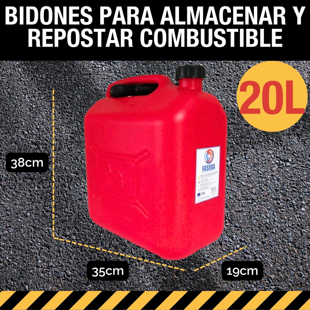 20L Petrol Canister – With Flexible Spout Funnel to Prevent Spills – With Level Visor for Easy Visibility – With Official Approval – Made of Durable and Resistant HDPE Plastic — view 2