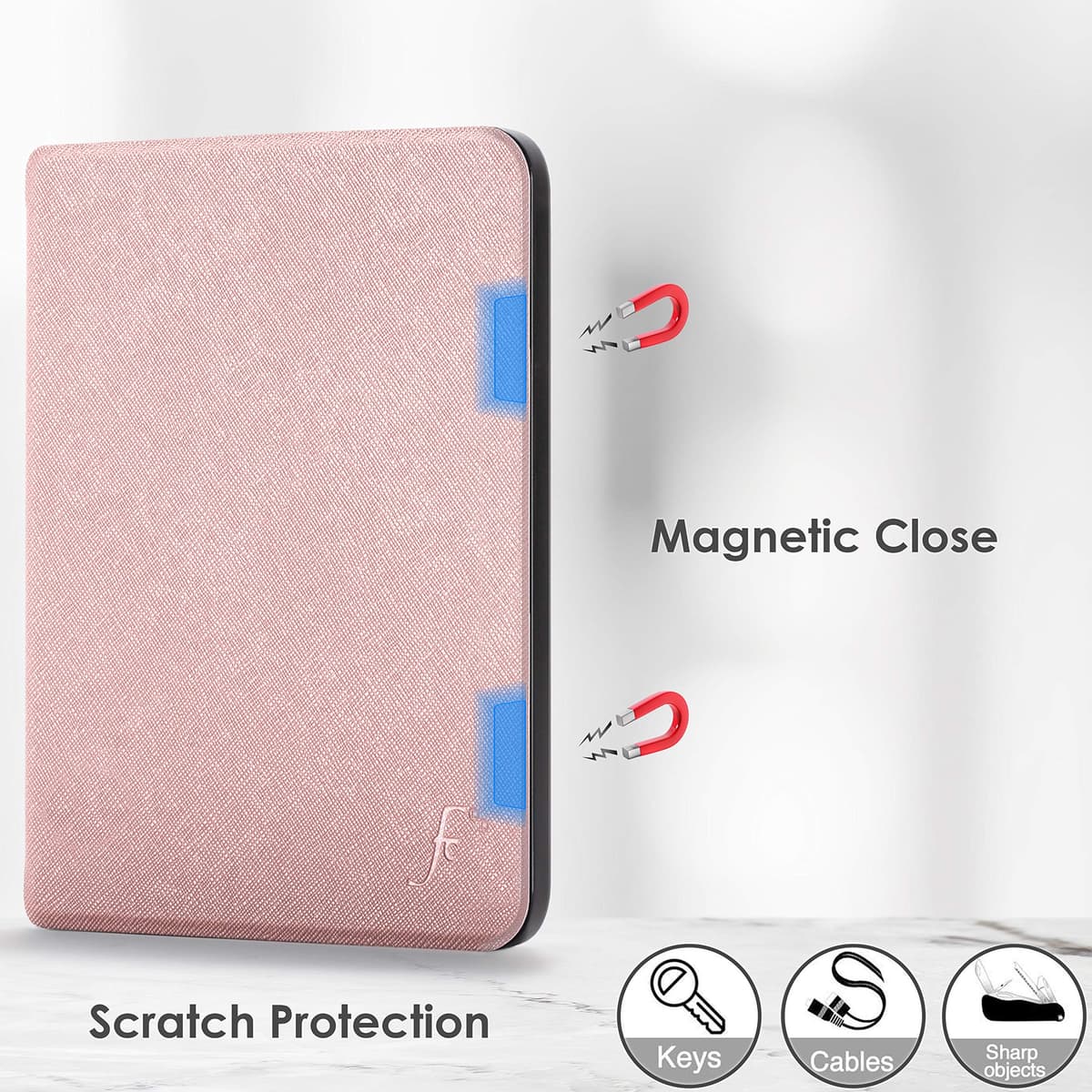 Forefront Cases Funda para Kobo Aura Edition 2 (Modelo: N236, 2016) - Delgado, Ligera y Protectora Funda para Kobo Aura Edition 2 (6") - Smart Auto Sueño Estela Función (Carcasa) - Oro Rosa — view 3